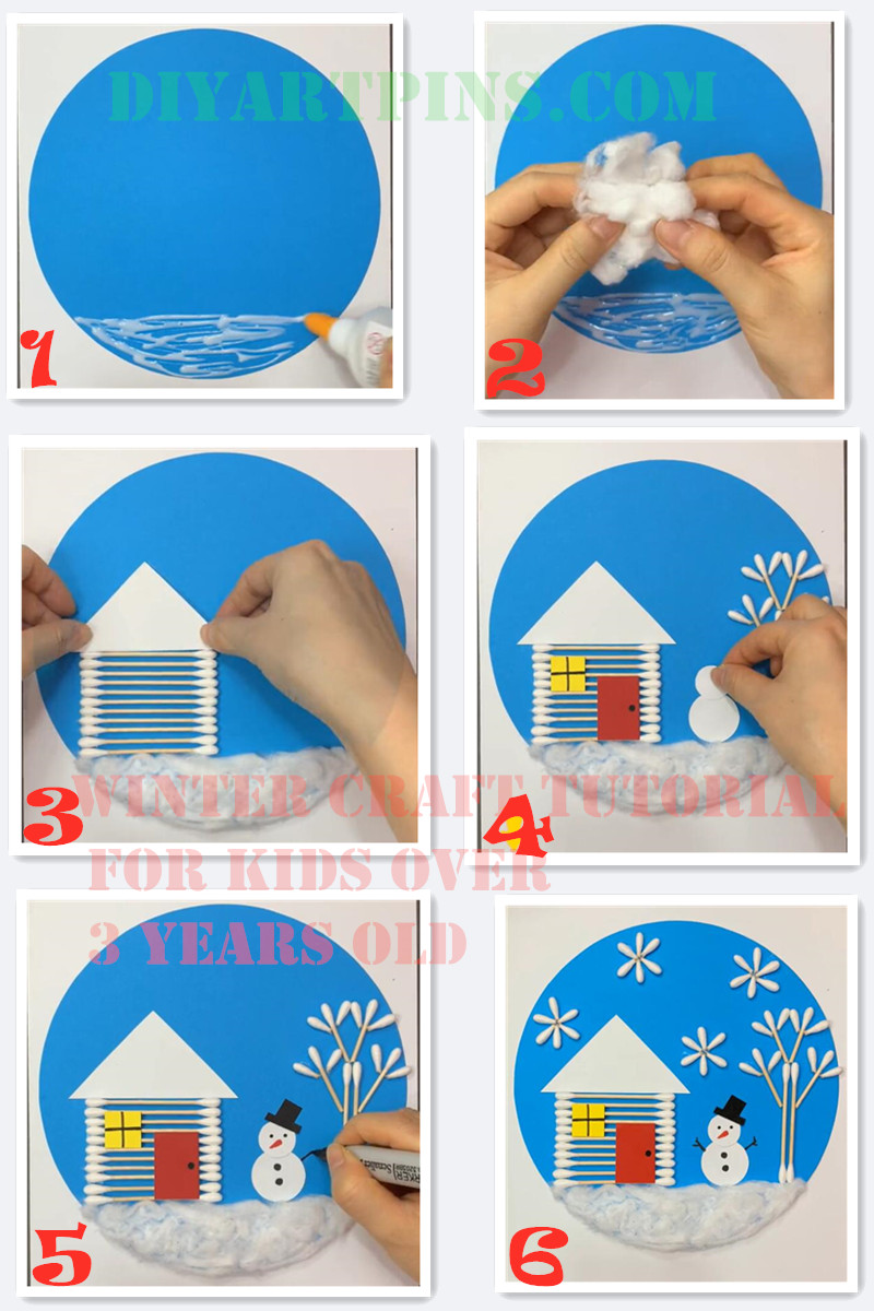 Winter craft tutorial for kids over 3 years old