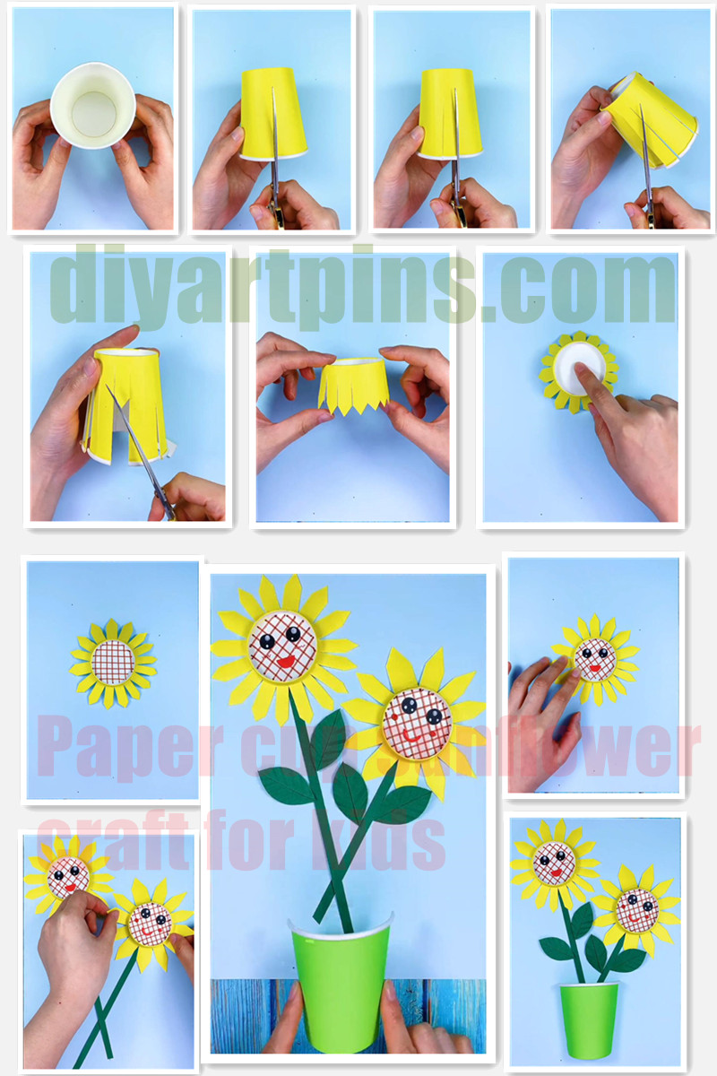 Paper cup sunflower craft for kids