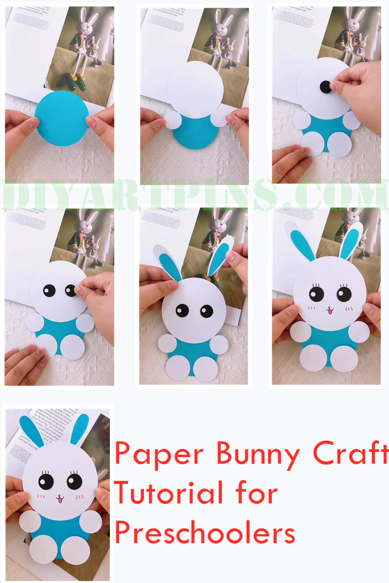 Paper bunny craft tutorial for preschoolers