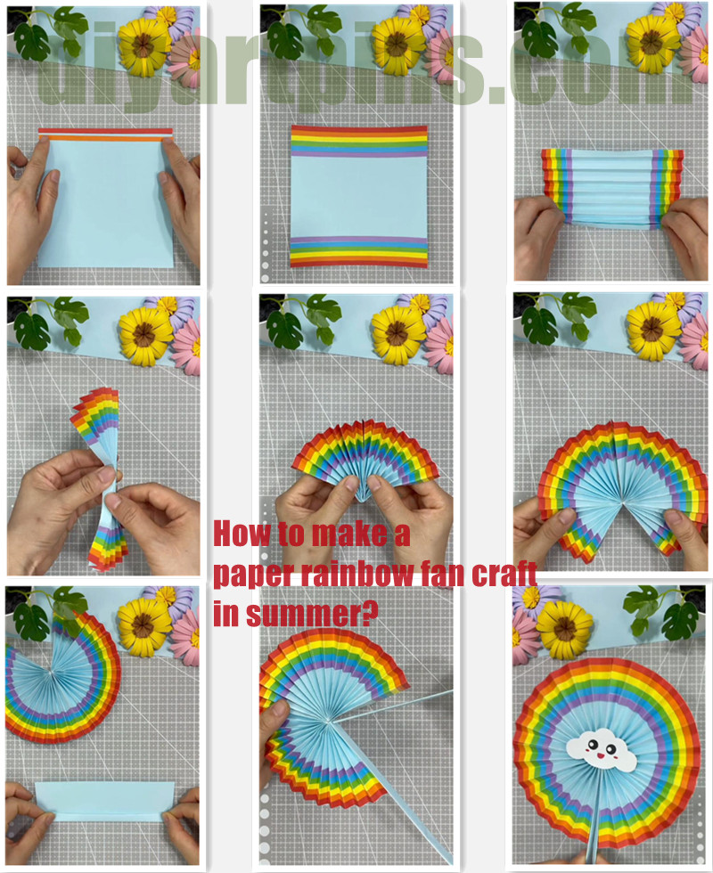How to make a paper rainbow fan in summer