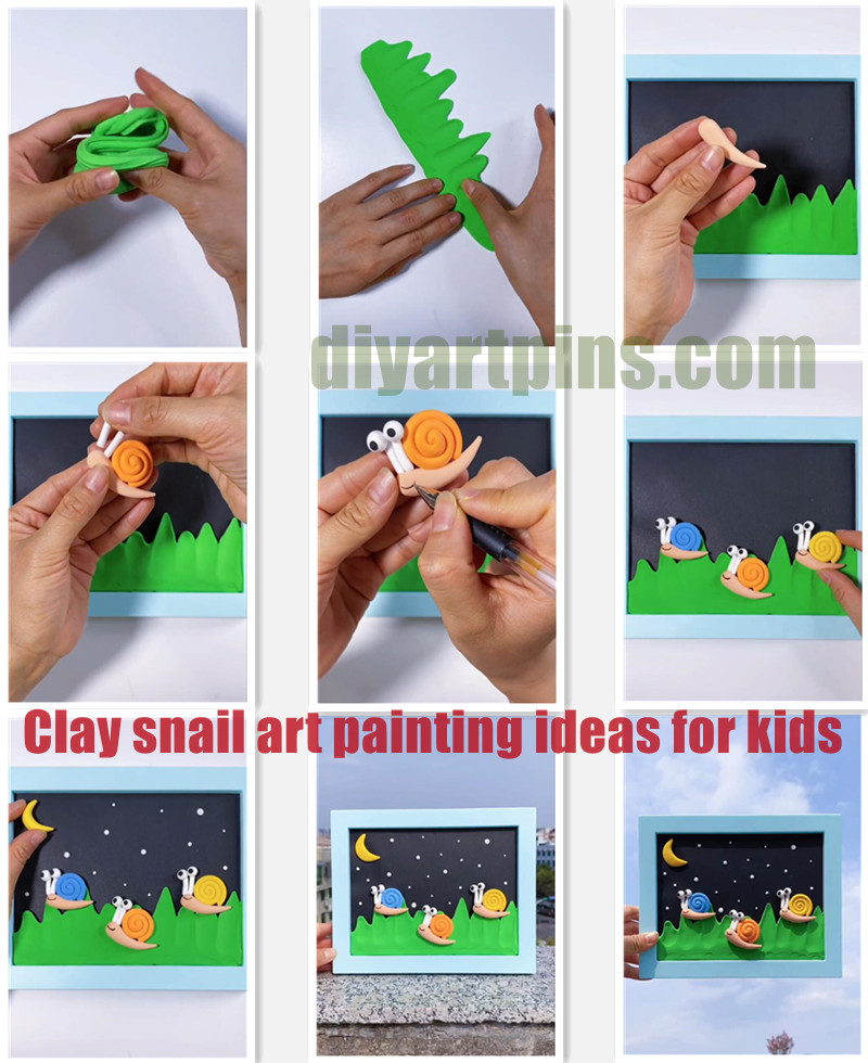 Clay snail art painting ideas for kids