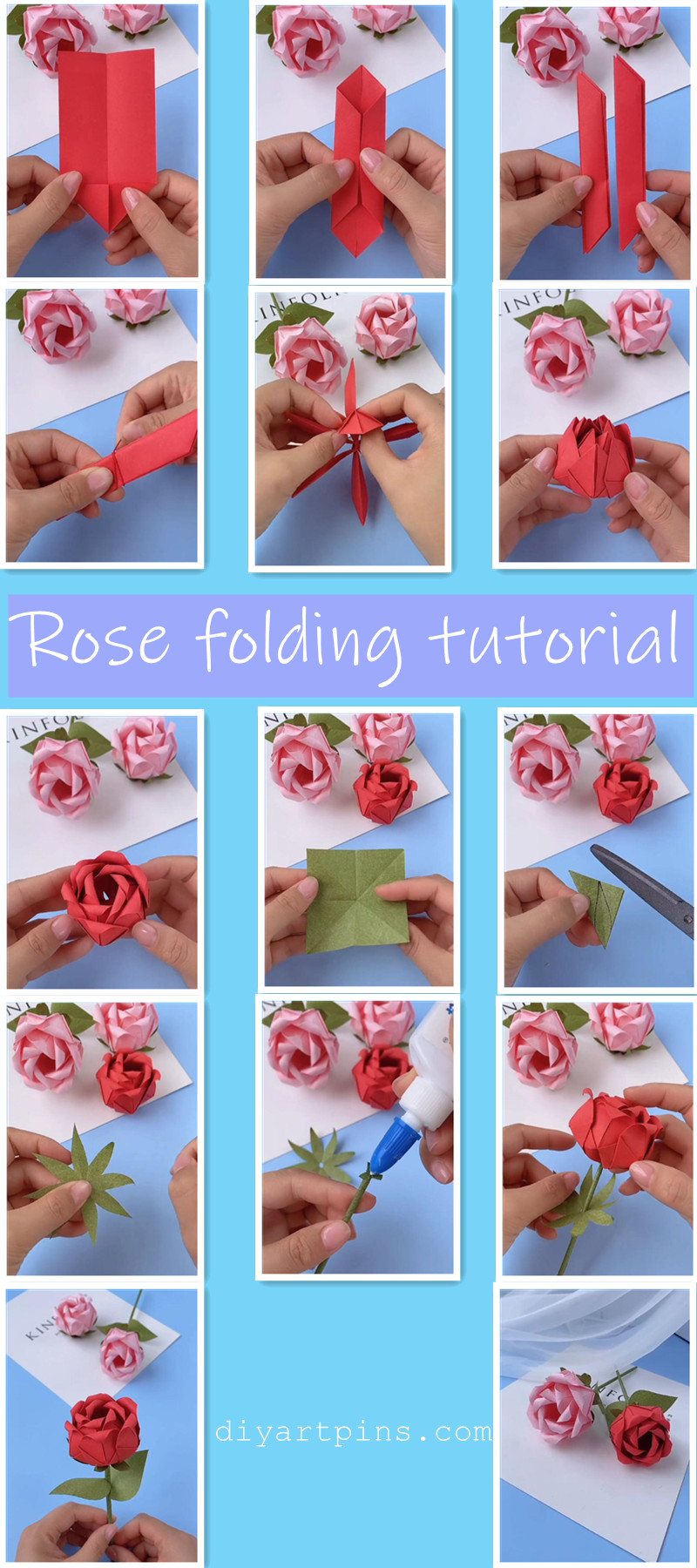 Paper folding rose flower steps you can try