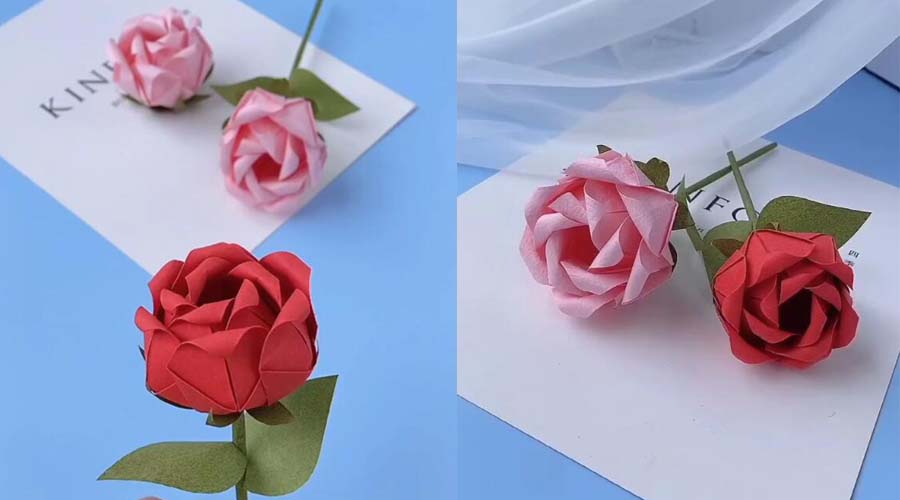 Paper folding rose flower steps you can try - DIY ART PINS
