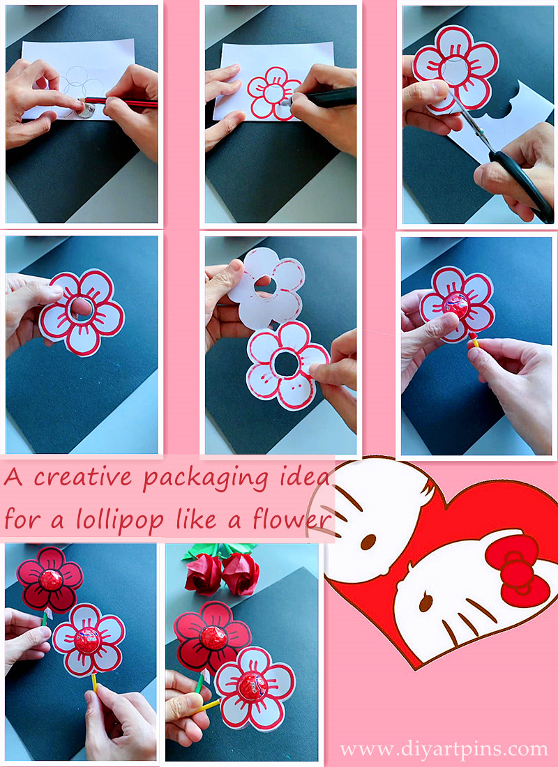 A creative packaging idea for a lollipop like a flower