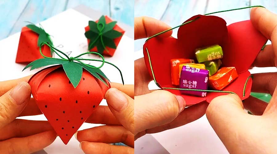 Paper Strawberry Gift Box Craft