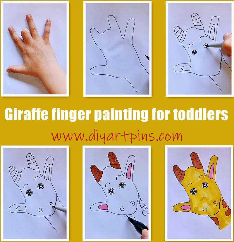The third giraffe idea: Giraffe finger painting for toddlers or preschoolers