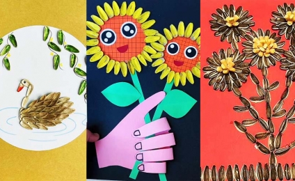 Sunflower seed shell craft ideas for kids or preschoolers