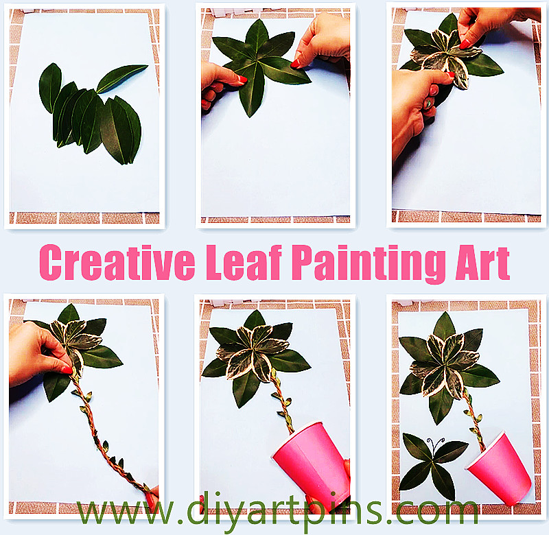 Potted leaf painting art