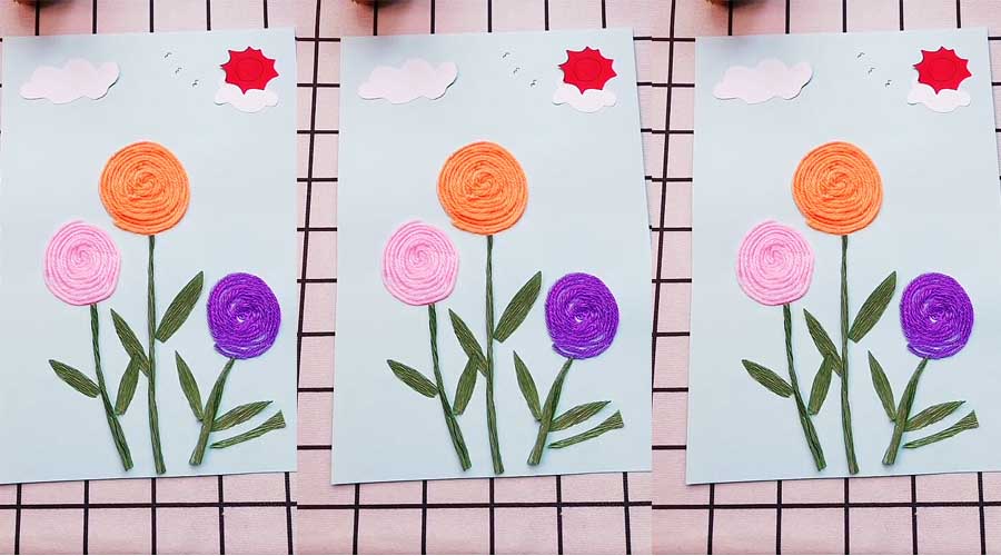 How to make a yarn painting art of flowers? - DIY ART PINS