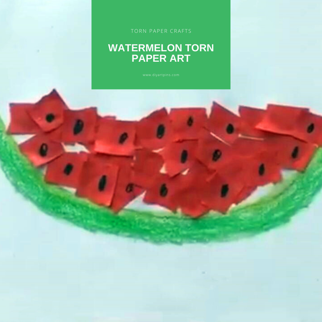 Watermelon torn paper painting