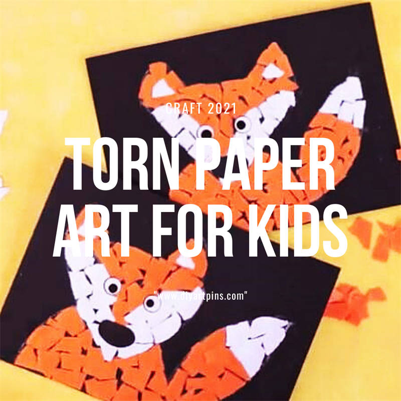 Torn tissue paper art fox