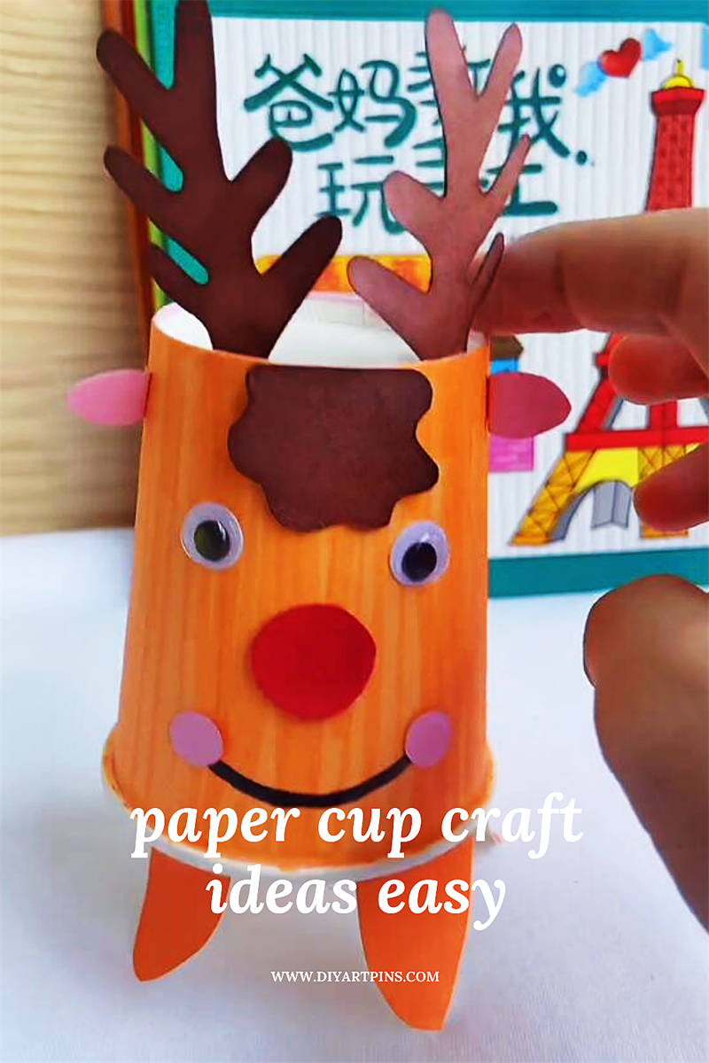 Paper cup deer craft that can bounce