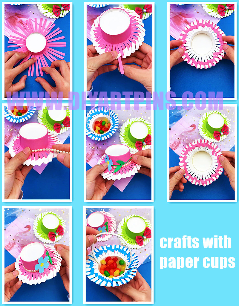 Paper cup baskets or hats making tutorial