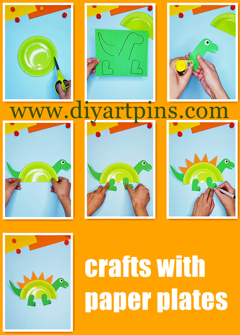 Paper plate dinosaurs making tutorial