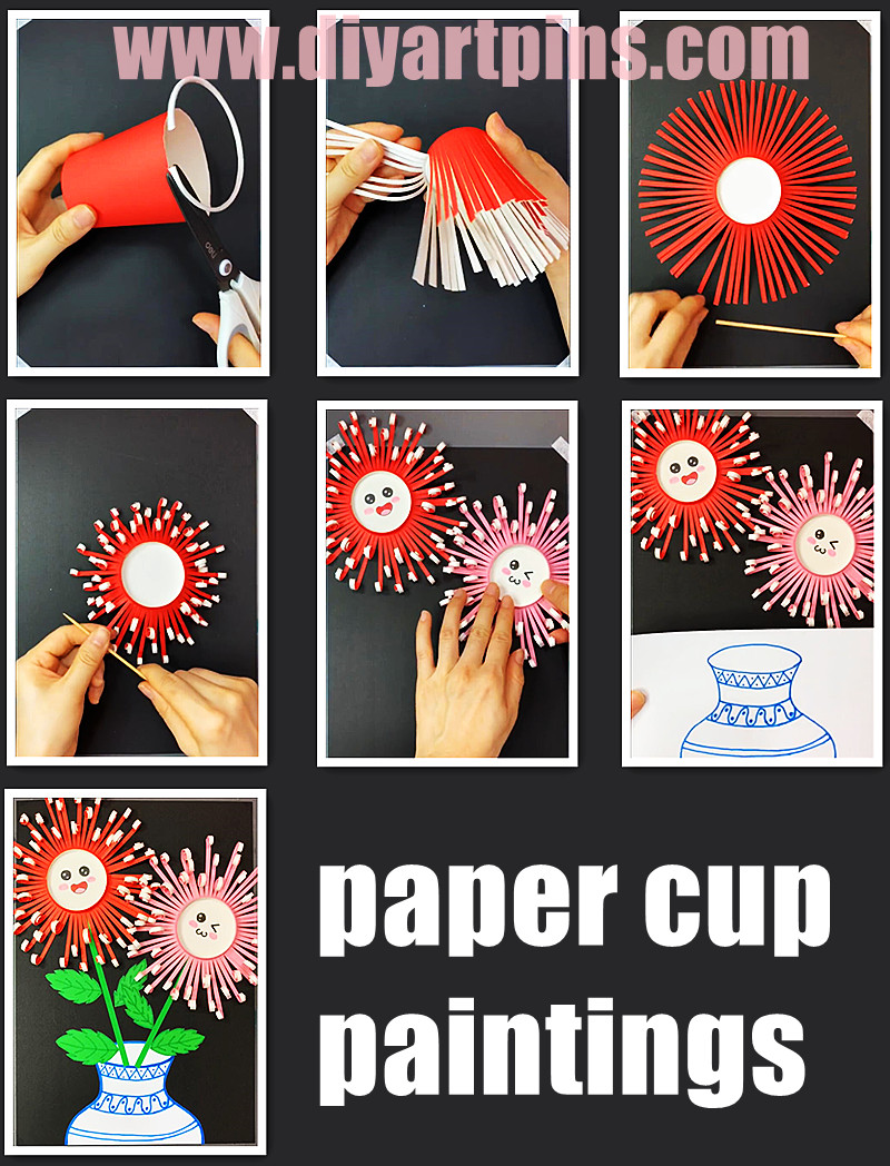 Paper Cup Chrysanthemum Paste Painting