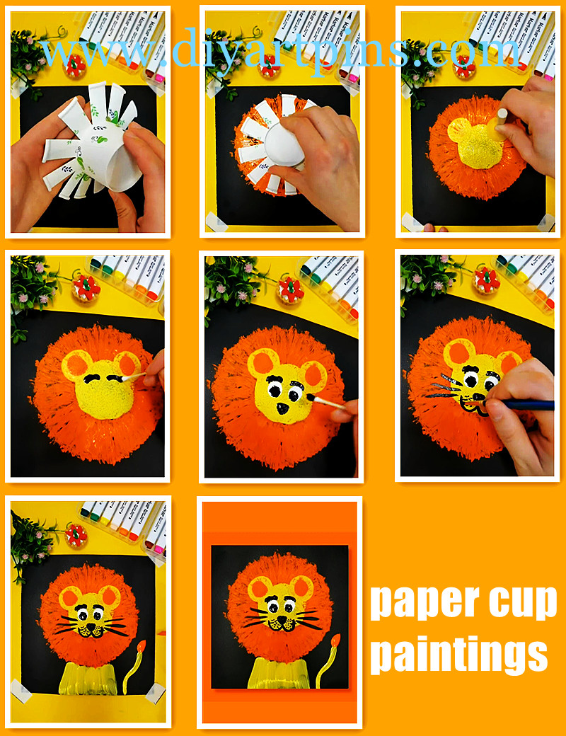 Paper Cup Lion painting